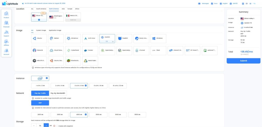 SurferCloud vs. LightNode VPS: 4TB traffic/120GB Disk/4core8GB RAM