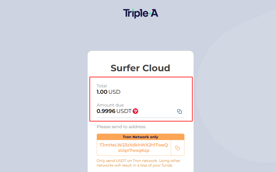 Important Notice: Ensuring Correct USDT Payments for SurferCloud Services ($1≠1USDT)