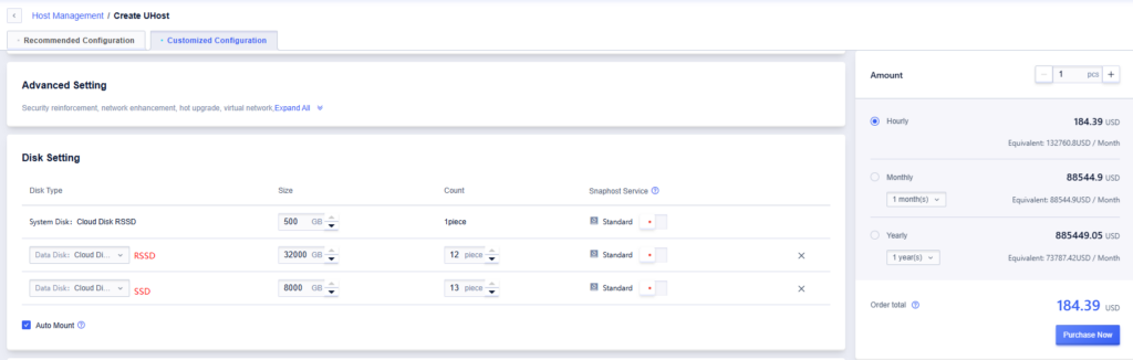 SurferCloud Disk Options: Up to 32TB*25=800TB Data Disks, Flexible System and Data Disk Configurations