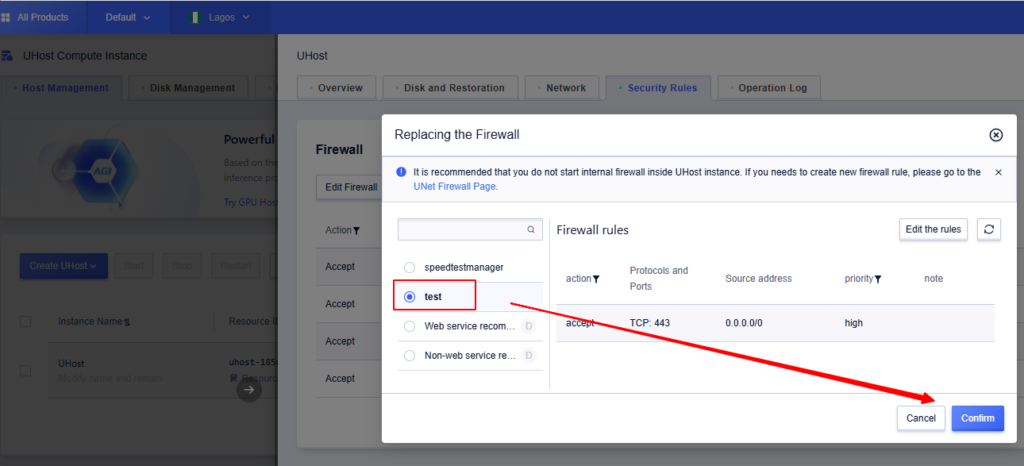 How to Open Port for UHost on SurferCloud Pannel